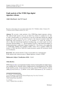 Fault Analysis of the Ntrusign Digital Signature Scheme
