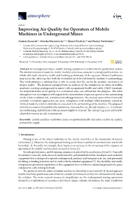 Improving Air Quality for Operators of Mobile Machines in Underground Mines