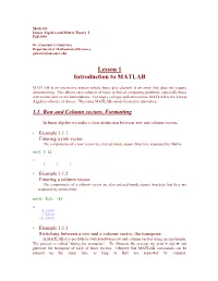 Lesson 1 Introduction to MATLAB