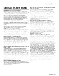 Medieval Studies (MVST) 1