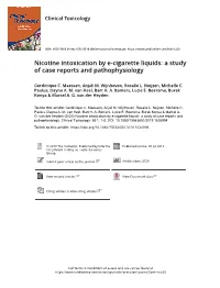 Nicotine Intoxication by E-Cigarette Liquids: a Study of Case Reports and Pathophysiology