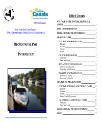 NYSCS Recreational Pass Information