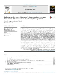 Pathology, Toxicology, and Latency of Irritant Gases Known to Cause