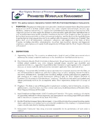 Prohibited Workplace Harassment Policy