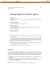 Strong Shape of Uniform Spaces