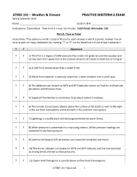 ATMO 101 – Weather & Climate PRACTICE MIDTERM 2 EXAM