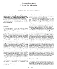 Corporeal Experience: a Haptic Way of Knowing