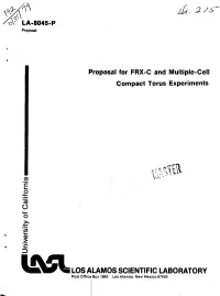 Proposal for FRX-C and Multiple-Cell Compact Torus Experiments