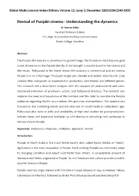 Revival of Punjabi Cinema - Understanding the Dynamics Dr Simran Sidhu Assistant Professor & Head P.G