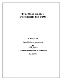 Ten Most Wanted Documents for 2004