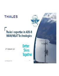 Thales' Expertise in ADS-B WAM/MLAT Technologies