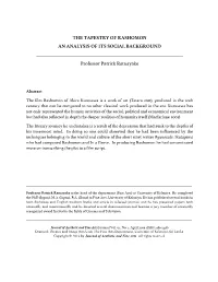 THE TAPESTRY of RASHOMON an ANALYSIS of ITS SOCIAL BACKGROUND ______Professor Patrick Ratnayake