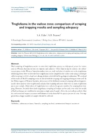 Troglofauna in the Vadose Zone: Comparison of Scraping and Trapping Results and Sampling Adequacy