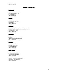 Vendor List by City