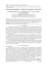 Distraction Osteogenesis – Evolution & Technique- an Overview