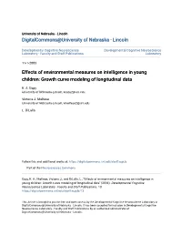 Effects of Environmental Measures on Intelligence in Young Children: Growth Curve Modeling of Longitudinal Data