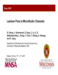Laminar Flow in Microfluidic Channels
