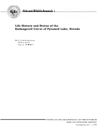 Life History and Status of the Endangered Cui-Ui of Pyramid Lake, Nevada