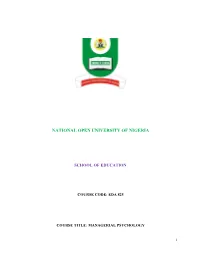 National Open University of Nigeria