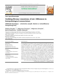 Ossifying Fibroma–Cementoma of Jaw. Differences in Histopathological