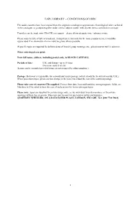 Tape Library – Conditions of Hire