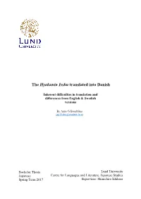 The Hyakunin Isshu Translated Into Danish