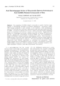 Acid Secretagogue Action of Structurally Gamma-Aminobutyric Acid (GABA)-Related Compounds in Rats