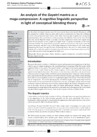 An Analysis of the Gayatri Mantra As a Mega-Compression: a Cognitive Linguistic Perspective in Light of Conceptual Blending Theory