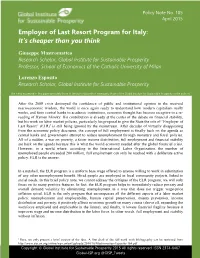 Employer of Last Resort Program for Italy: It’S Cheaper Than You Think