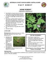 F a C T S H E E T Herb Robert