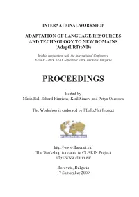 Proceedings of the Workshop on Adaptation Of