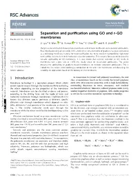 Separation and Purification Using GO and R-GO Membranes