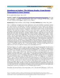 The Alchemy Reader: from Hermes Trismegistus to Isaac Newton'