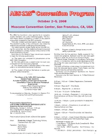 Convention Program, 2008 Fall 1 Technical Progra M CA