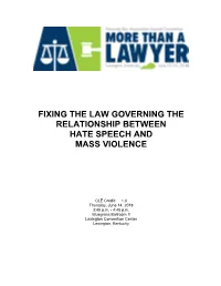 Fixing the Law Governing the Relationship Between Hate Speech and Mass Violence