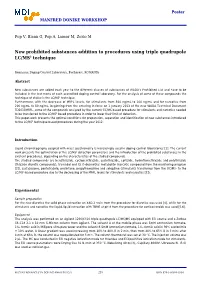 New Prohibited Substances Addition to Procedures Using Triple Quadrupole LC/MS2 Technique