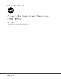 Prospects for Breakthrough Propulsion from Physics