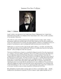 Senators You Have to Know John C. Calhoun –