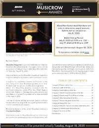TABLE of CONTENTS Year, Song of the Year, Breakthrough Artist of the Year, Breakthrough Songwriter, and Breakthrough Artist- Category 1: Producer of the Year