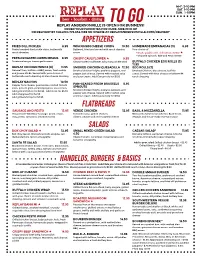 Appetizers Flatbreads Salads Handelds, Burgers & Basics