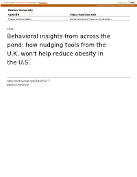 Behavioral Insights from Across the Pond: How Nudging Tools from the U.K