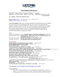 Course Syllabus (Fall Semester) E-Mail: Cwilkos@Business.Uconn.Edu