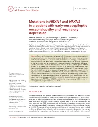 Mutations in NRXN1 and NRXN2 in a Patient with Early-Onset Epileptic Encephalopathy and Respiratory Depression