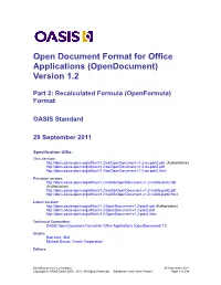 Open Document Format for Office Applications (Opendocument) Version 1.2