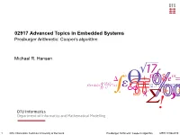 Presburger Arithmetic: Cooper’S Algorithm Top- Ics in Em- Michael R