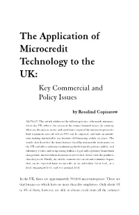 The Application of Microcredit Technology to the UK: Key Commercial and Policy Issues