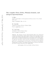 The Complex Dirac Delta, Plemelj Formula, and Integral Representations