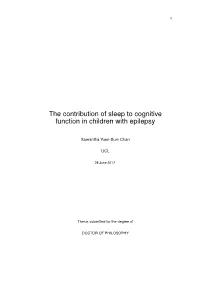 The Contribution of Sleep to Cognitive Function in Children with Epilepsy