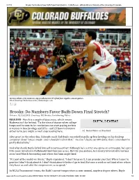 Brooks: Do Numbers Favor Buffs Down Final Stretch? - Cubuffs.Com - Official Athletics Web Site of the University of Colorado