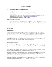 Curriculum Vitae a Record Of